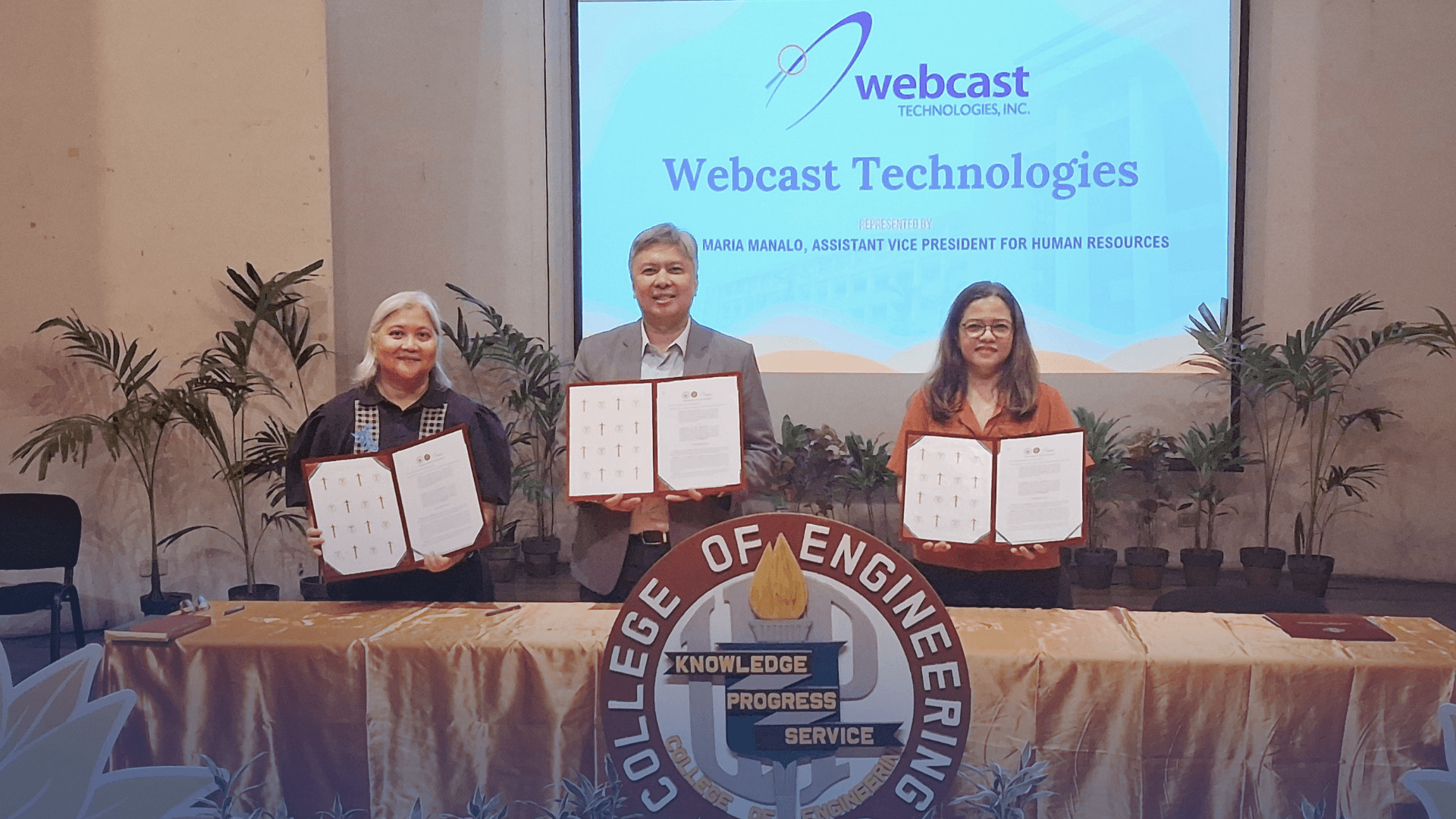 Webcast Technologies representative at the MOA signing ceremony with UP Diliman College of Engineering, May 29, 2026